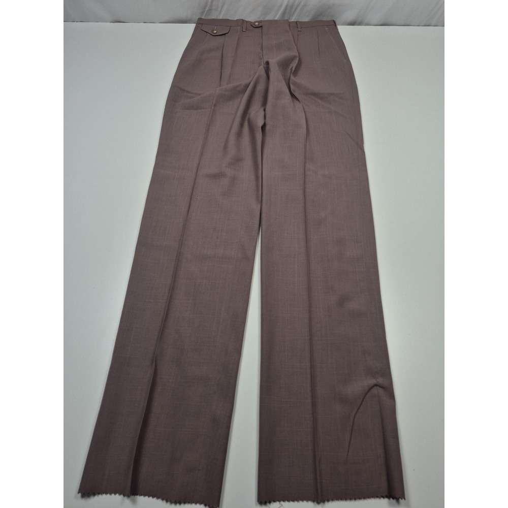 VTG Racquet Club Dress Pants Mens 34x36 Brown Wool Pleated Unhemmed USA NWT